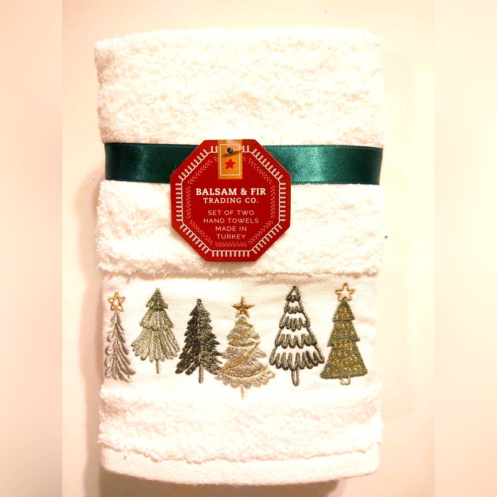 2pc Balsam & Fir Two Hand Towels - Christmas Trees